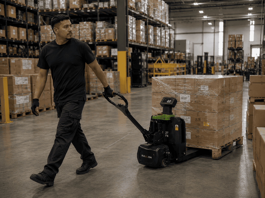 Raelon electric pallet jack guide for 3PL warehouses distribution centers receiving staging and order fulfillment