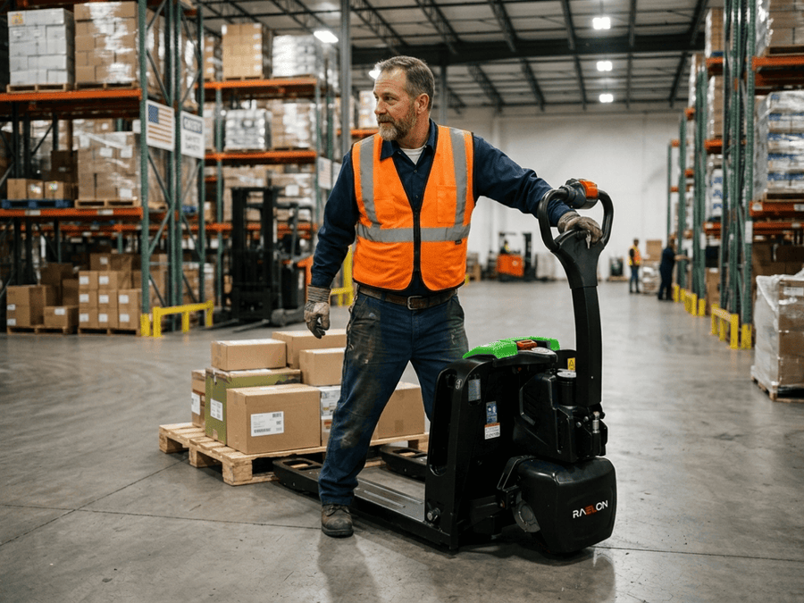 Raelon blog image for electric pallet jack basics and safe use for beginners