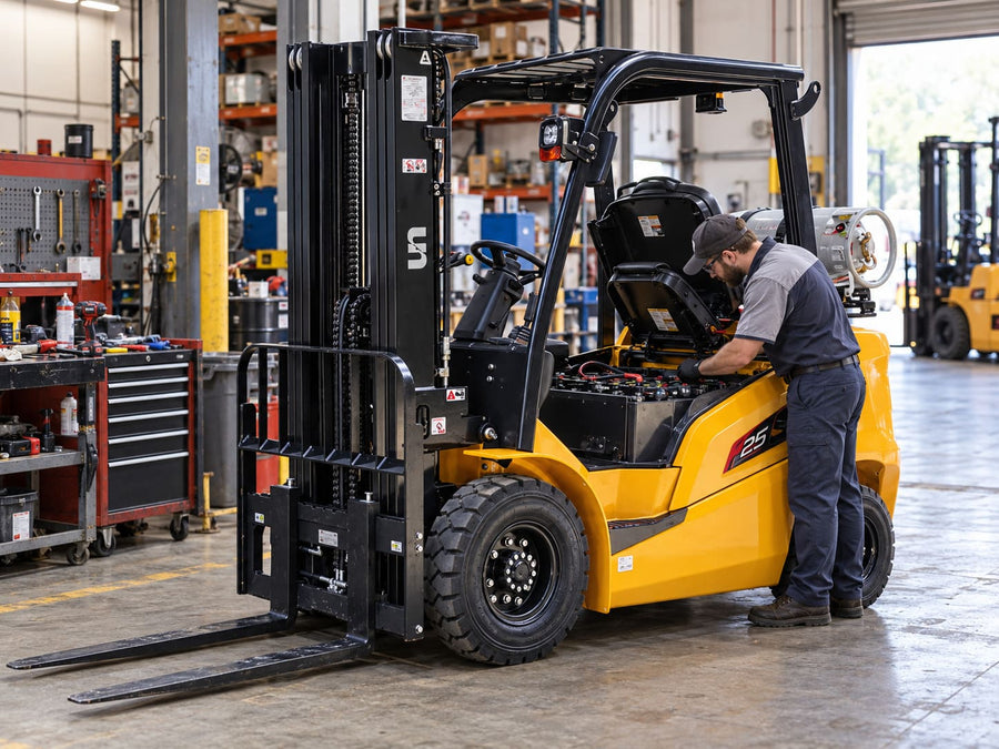 Raelon forklift parked in the Richmond warehouse