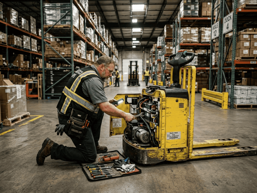 Raelon electric pallet jack new vs used buying guide for batteries wheels hydraulics warranty and warehouse reliability