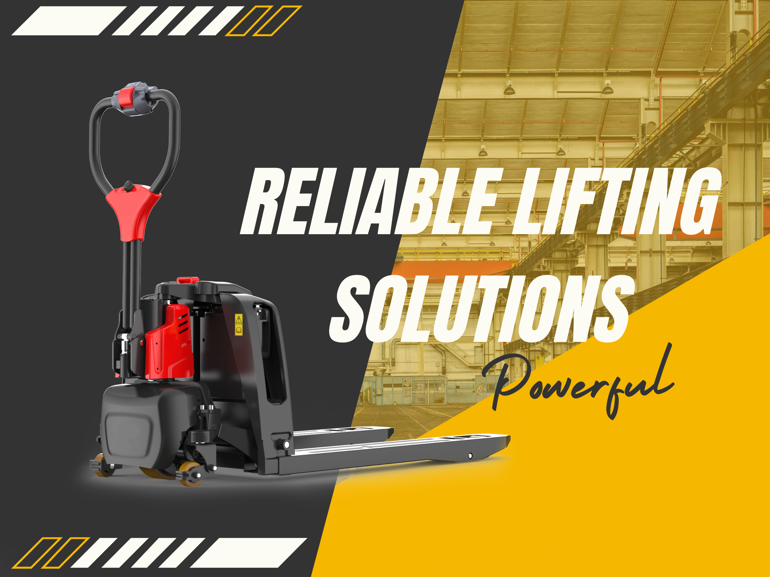 Raelon homepage banner showcasing electric pallet jacks, pallet trucks, and powered pallet trucks for sale in Canada, highlighting high-performance material handling equipment designed for warehouses, distribution centers, and industrial operations with fast nationwide shipping and reliable service.