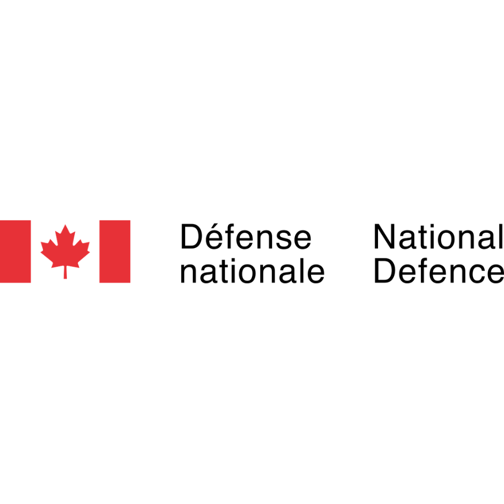 Logo of Défense nationale (National Defence) with a red maple leaf on a white background