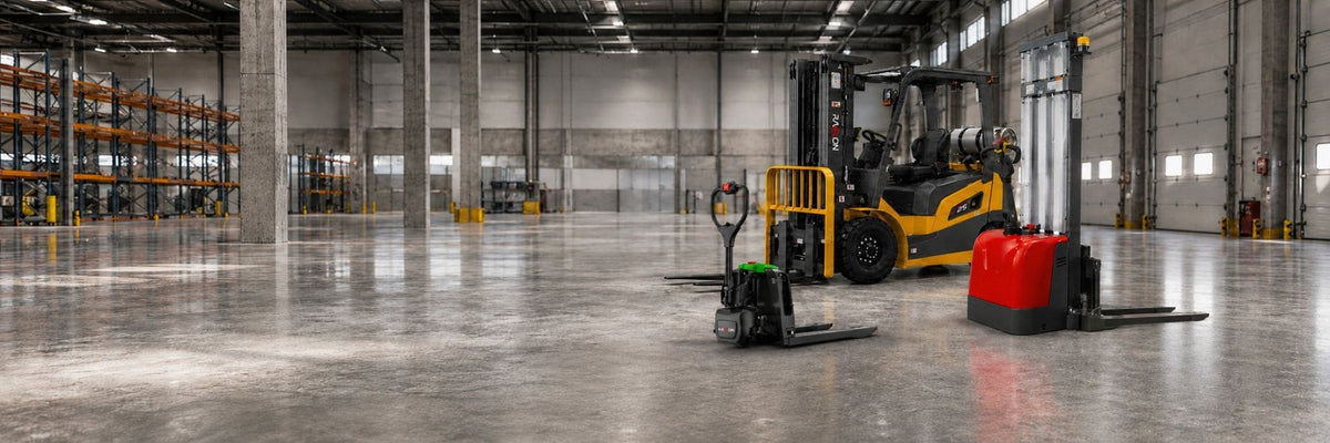 Raelon electric pallet jack, stacker and forklift equipment in Canada