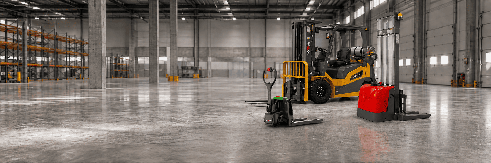 Raelon electric pallet jack, stacker and forklift equipment in Canada