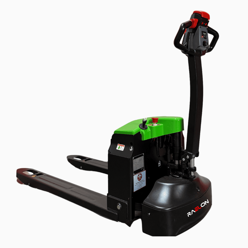 Raelon pallet jack 3300lbs – stable rear frame and wide wheels for enhanced warehouse maneuverability