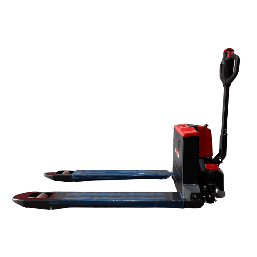 Raelon 3300lbs lithium pallet jack CBD15W-II low side view with forks