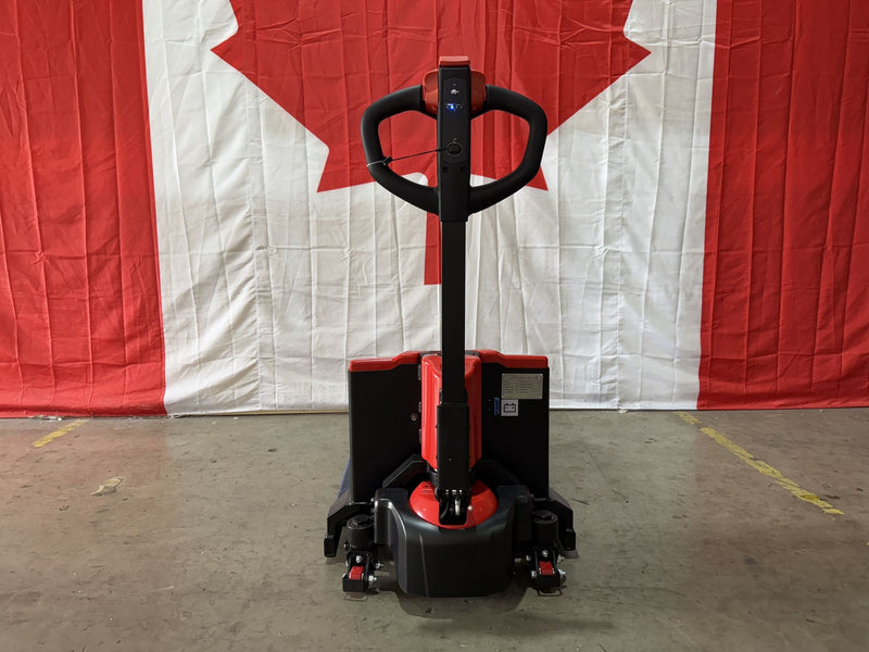 Front view of the Raelon CBD15W-II showing the tiller arm, handle, drive unit and the two floating balance wheels