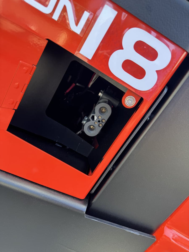 Raelon CPD18 electric forklift charging port close-up