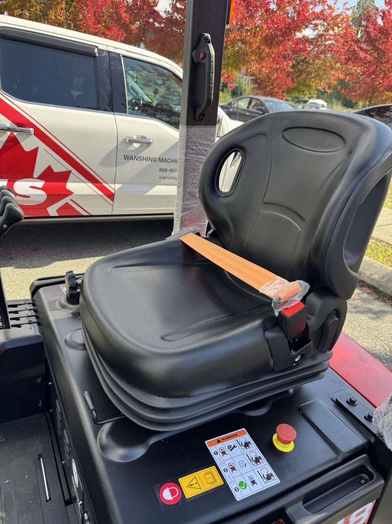 Raelon CPD18 electric forklift operator seat close-up