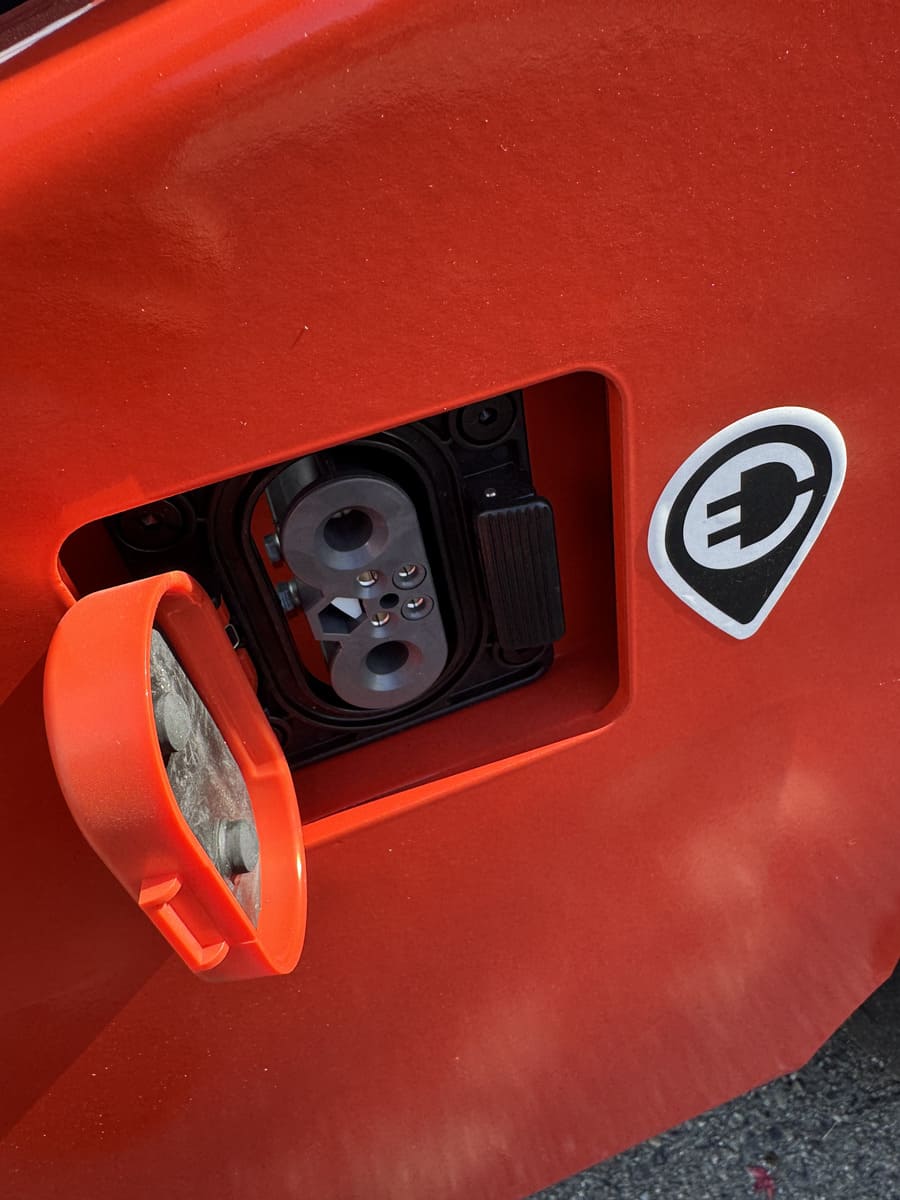 Raelon EFL25 5500lbs electric forklift real photo charging port closeup