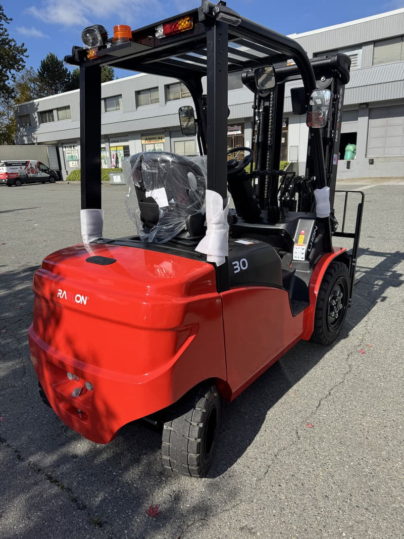 Raelon EFL30 6600lbs electric forklift real photo right rear angle view
