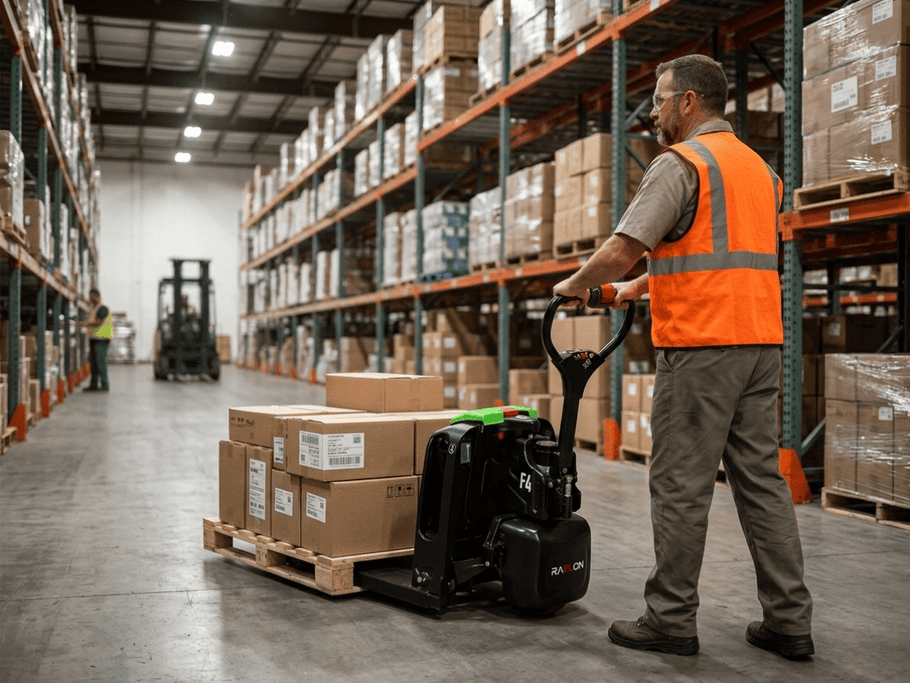 Raelon electric pallet jack improves warehouse efficiency and pallet handling productivity