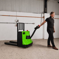 Raelon EPT25-WA electric pallet jack used for pallet handling in a loading area