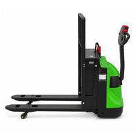 Raelon EPT25-WA 5500lbs electric pallet jack side view with 48 inch forks and backrest