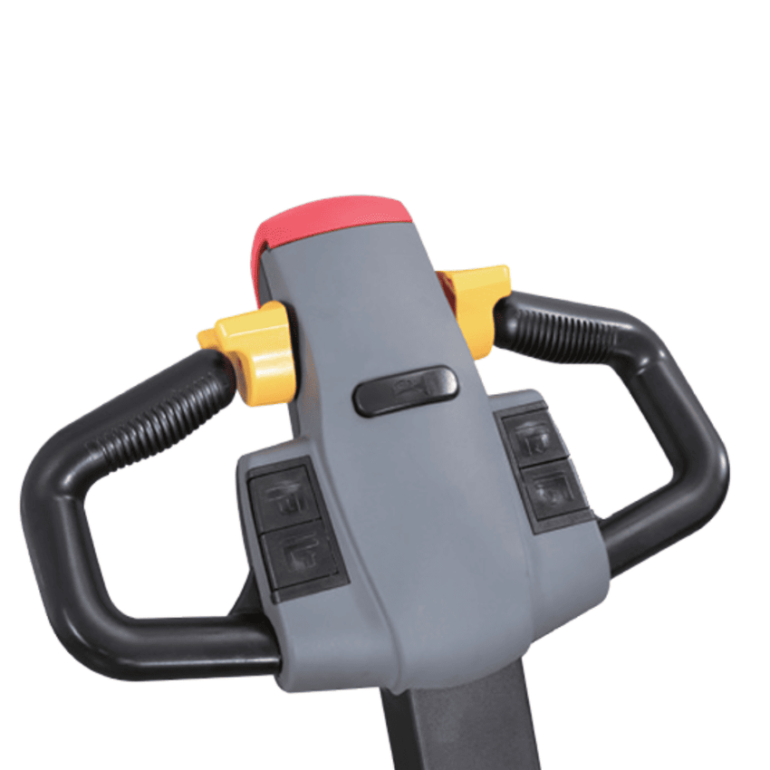 Raelon EPT25-WA electric pallet jack ergonomic tiller handle close up with control buttons