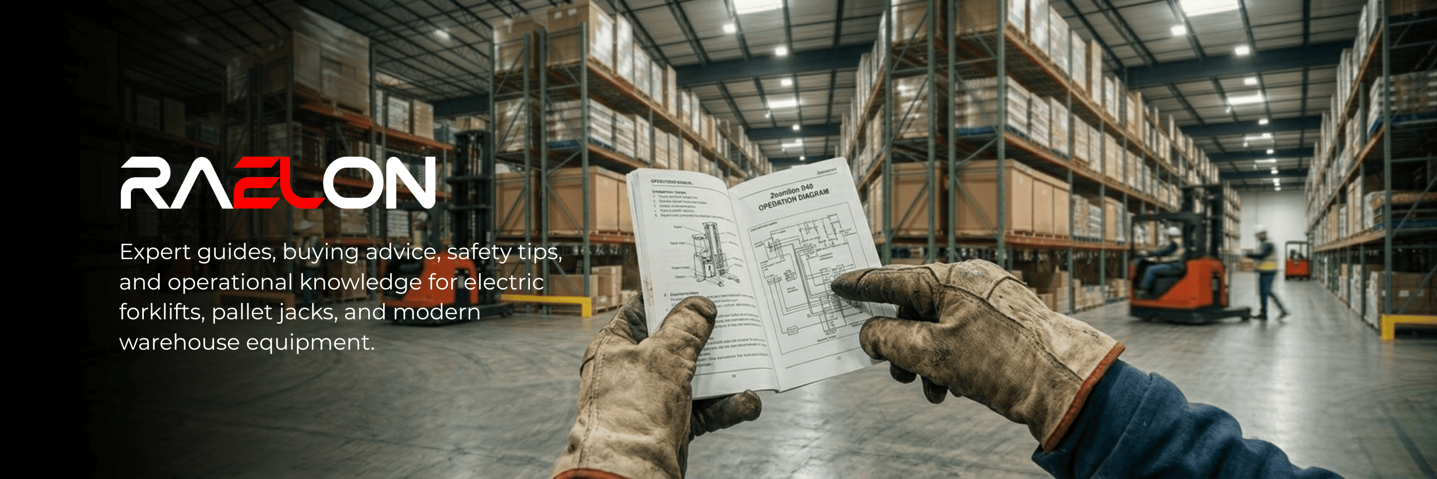 Raelon Equipment Guides blog banner for warehouse equipment articles, buying guides, safety tips, and product updates