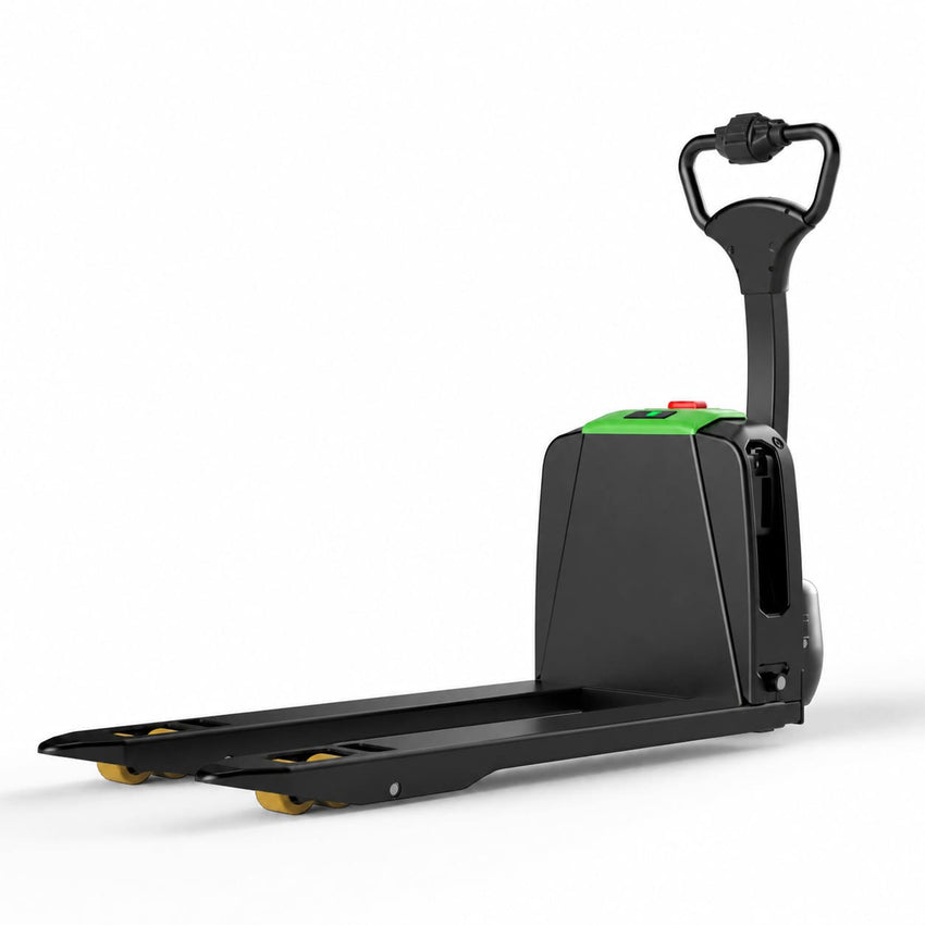 Raelon F4-201 4400 lb electric pallet jack angled side view