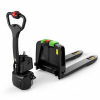 Raelon F4-201 electric pallet jack with drive unit separated from the fork chassis