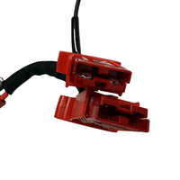Close-up of Raelon F4-201 plugger transfer cable assembly 3 connector ends