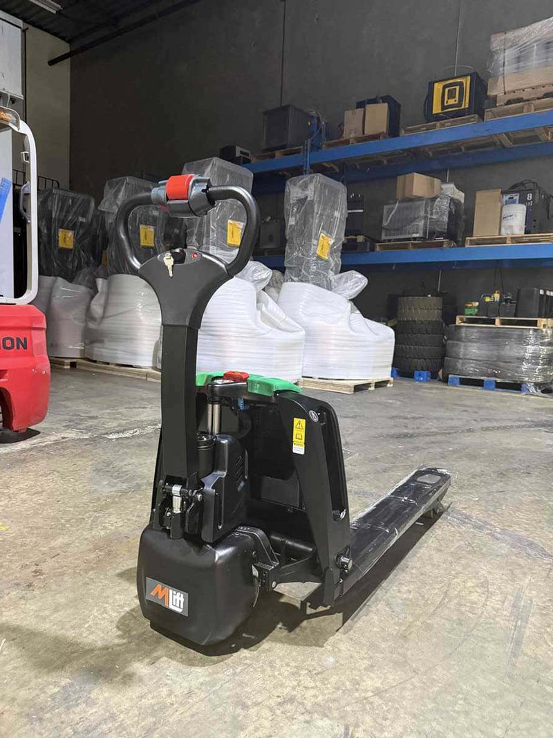 Raelon F4-202 4,400 lbs electric pallet jack in the warehouse – front side view