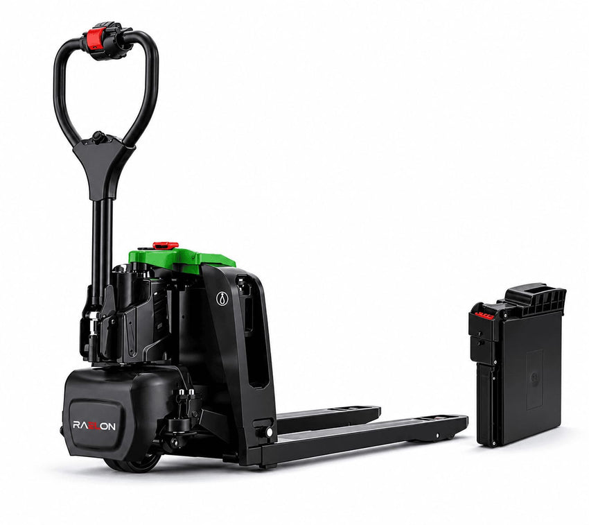 Raelon F4 with 1 extra battery, 3,300 lb electric pallet jack, 24V lithium