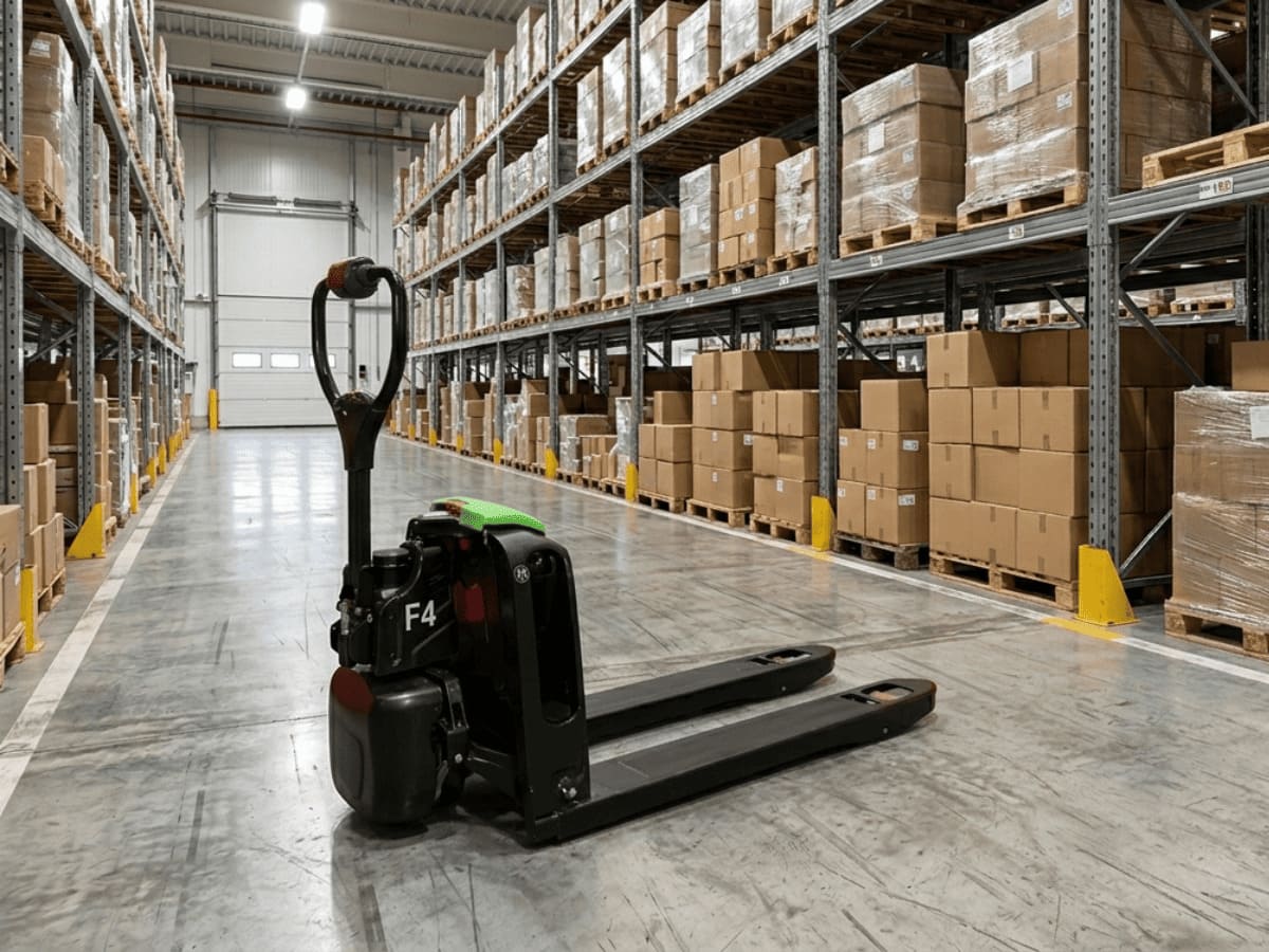 Raelon F4 electric pallet jack, 64 in long and 27.4 in wide