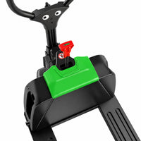 Raelon F4 electric pallet jack removable 24V 20Ah lithium battery slot close-up with battery level indicator and key switch