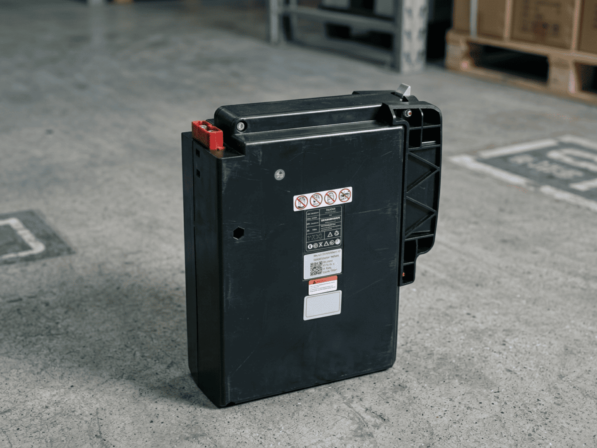 Raelon F4 lithium-ion electric pallet jack with fast charging and low maintenance battery system