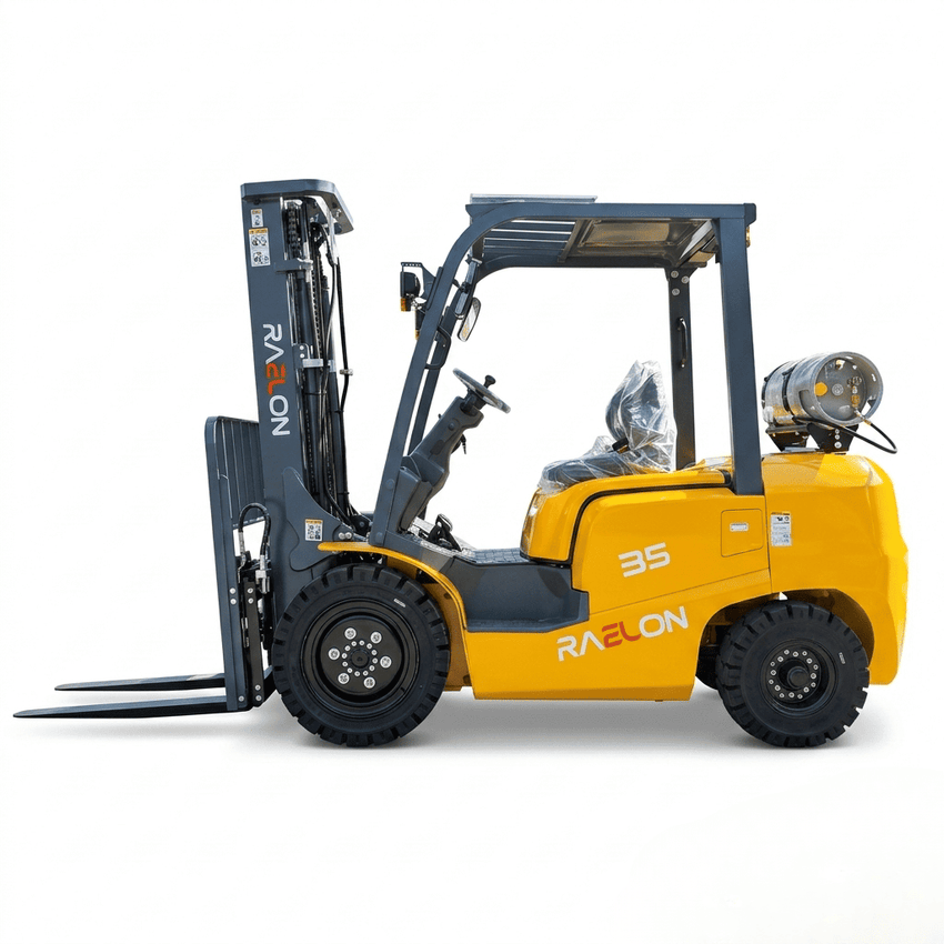 Raelon FG35 7700lbs LPG forklift side view