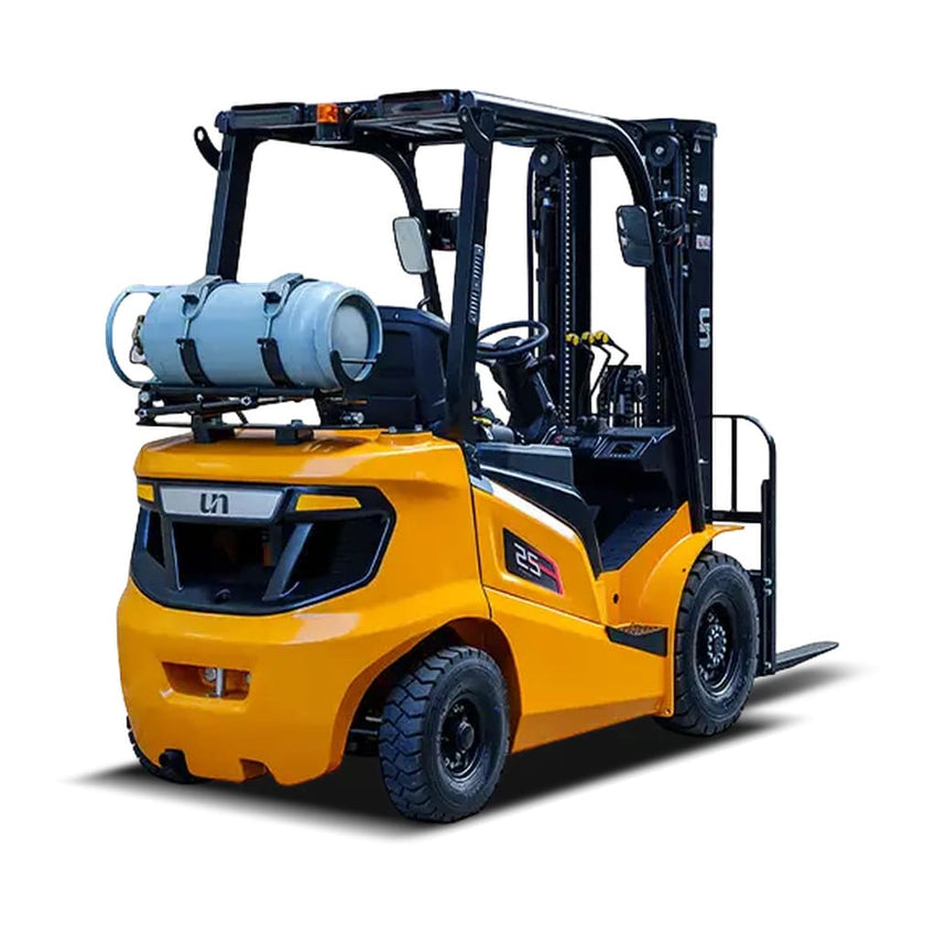 Raelon FL25T 5500 lbs LPG forklift rear three-quarter view