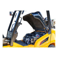 Raelon FL30T LPG forklift with open engine compartment