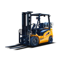 Raelon FL35T 7700 lbs LPG forklift front three-quarter view showing mast and forks