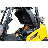 Raelon FL45T 9,900 lbs LPG forklift engine compartment with hood open