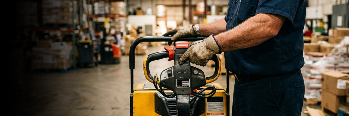 Raelon Operation and Usage blog banner for electric pallet jacks, stackers, forklifts, and warehouse equipment use