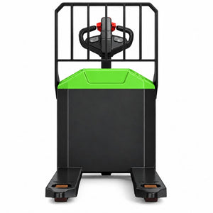 Raelon WPL202 electric pallet jack back view showing fork layout and load backrest